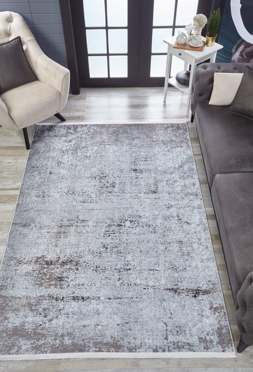 Modern Digital Print Rug – Grey Area Rug | Non Slip Antibacterial Carpet
