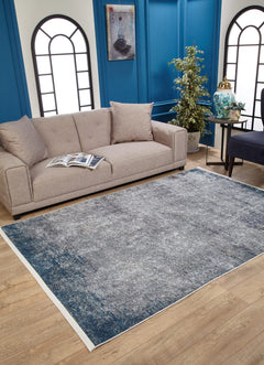 Modern Digital Print Rug - Blue Area Rug Non Slip Washable Carpet