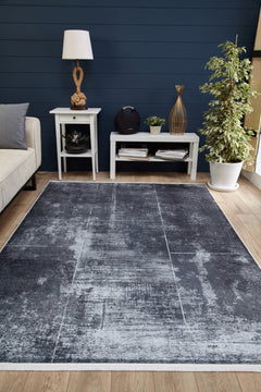 Modern Digital Print Rug - Pakdest Anthracite Area Rug | Non Slip, Washable Carpet