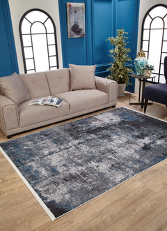 Semnan Blue Modern Digital Print Area Rug
