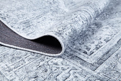 Classic Grey Area Rug – Digital Print Carpet | Non Slip, Antibacterial, Washable