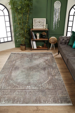 Beige Area Rug – Classic Digital Print Non Slip Rug for Living Room