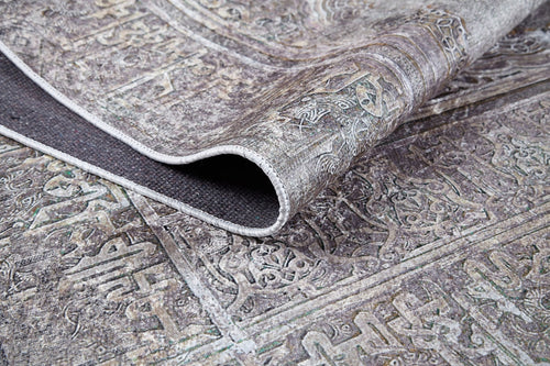 Beige Area Rug – Classic Digital Print Non Slip Rug for Living Room