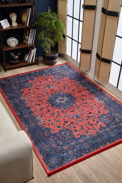 Hubballi Navy Classic Digital Print Area Rug