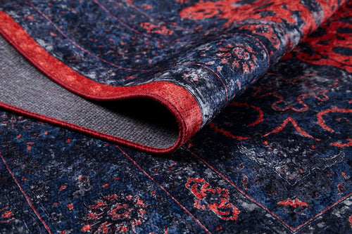 Hubballi Navy Classic Digital Print Area Rug