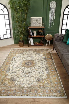 Jalandhar Cream Classic Digital Print Area Rug