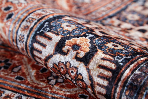 Classic Area Rug – Digital Print Brown Frame Non Slip Antibacterial Carpet