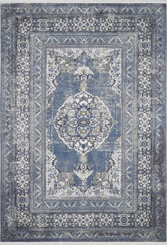 Digital Print Area Rug - Navy Blue Classic Carpet, Non Slip & Antibacterial