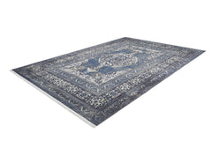 Digital Print Area Rug - Navy Blue Classic Carpet, Non Slip & Antibacterial