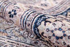 Digital Print Area Rug – Classic Beige Frame Non Slip Carpet for Living Room