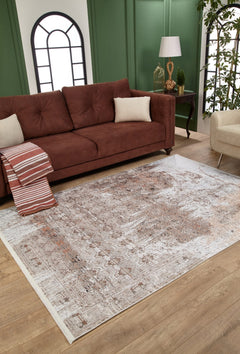 Digital Print Area Rug | Beige Classic Style Carpet - Non Slip, Antibacterial