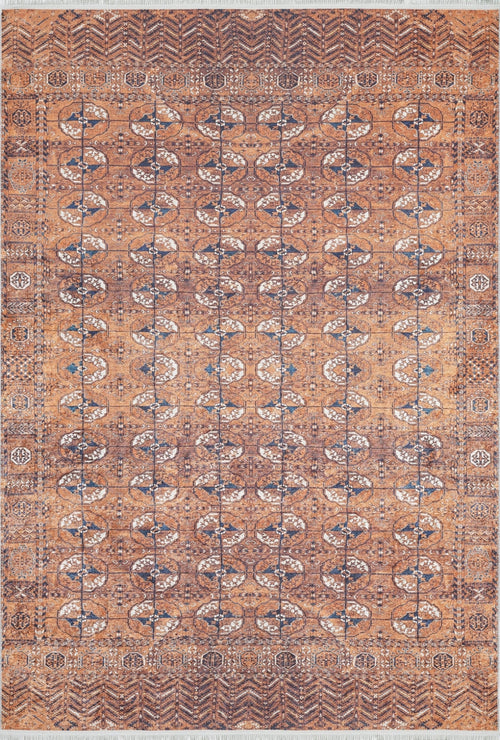 Orange Geometric Area Rug – Digital Print Non Slip Antibacterial Carpet
