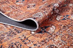 Orange Geometric Area Rug – Digital Print Non Slip Antibacterial Carpet