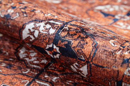 Orange Geometric Area Rug – Digital Print Non Slip Antibacterial Carpet