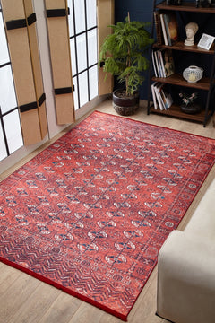 Digital Print Area Rug – Modern Red Carpet | Non Slip Antibacterial Floor Covering