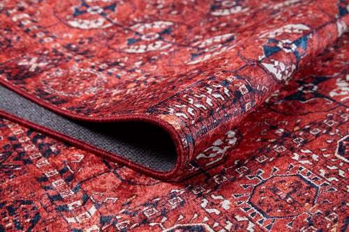 Digital Print Area Rug – Modern Red Carpet | Non Slip Antibacterial Floor Covering