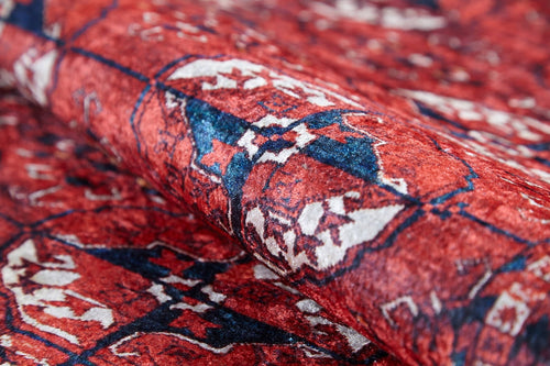 Digital Print Area Rug – Modern Red Carpet | Non Slip Antibacterial Floor Covering