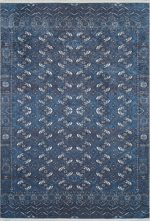 Modern Area Rug – Navy Blue Digital Print Carpet | Non Slip, Antibacterial