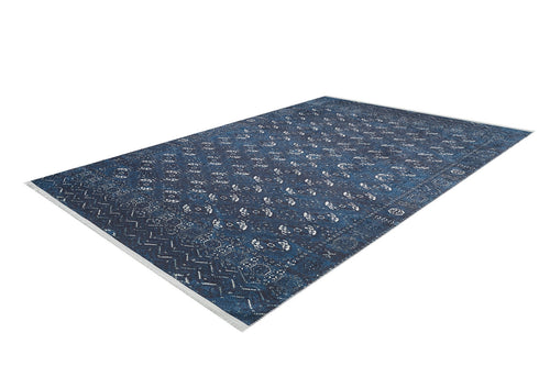 Modern Area Rug – Navy Blue Digital Print Carpet | Non Slip, Antibacterial