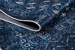 Modern Area Rug – Navy Blue Digital Print Carpet | Non Slip, Antibacterial