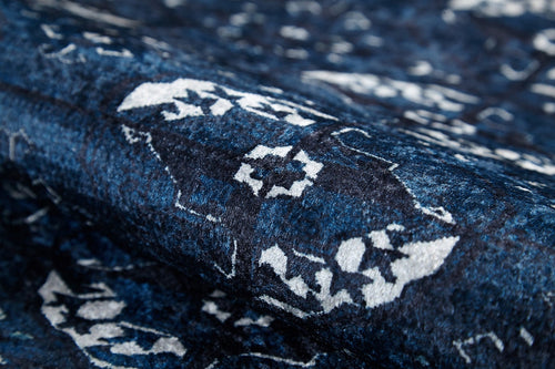 Modern Area Rug – Navy Blue Digital Print Carpet | Non Slip, Antibacterial