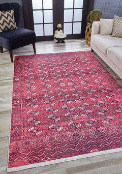 Modern Area Rug - Solapur Red Digital Print Non Slip Carpet for Living Room