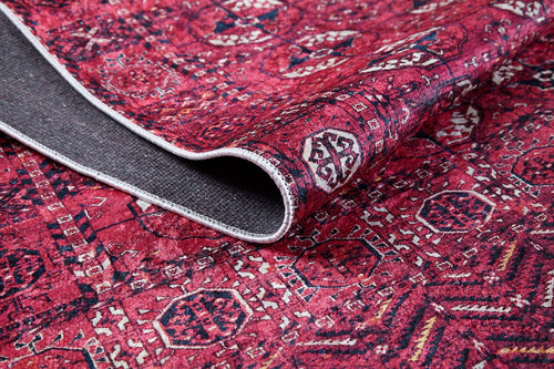 Modern Area Rug - Solapur Red Digital Print Non Slip Carpet for Living Room