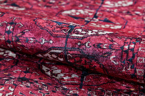 Modern Area Rug - Solapur Red Digital Print Non Slip Carpet for Living Room