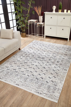 Modern Digital Area Rug - Beige Non Slip Washable Carpet for Living Room