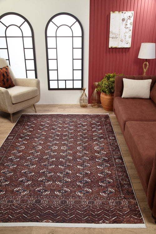 Modern Digital Print Rug - Brown Non Slip Antibacterial Area Carpet for Living Room