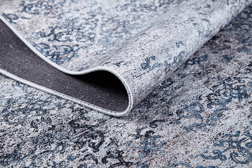 Grey Area Rug - Classic Digital Print Non Slip Carpet for Living Room