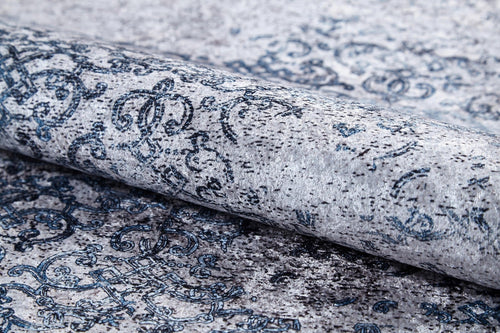 Grey Area Rug - Classic Digital Print Non Slip Carpet for Living Room