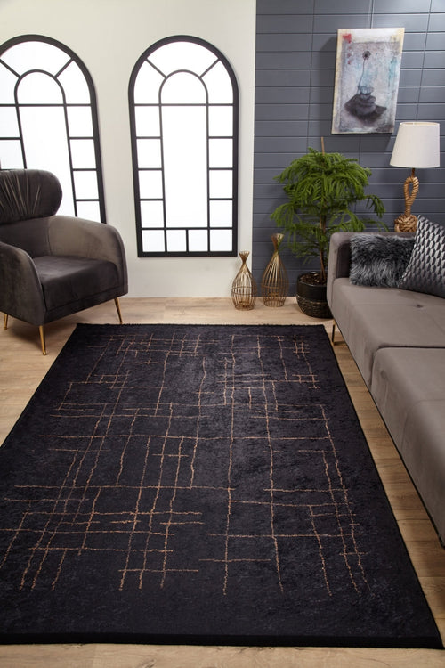 Guanajuato Black Modern Digital Print Area Rug