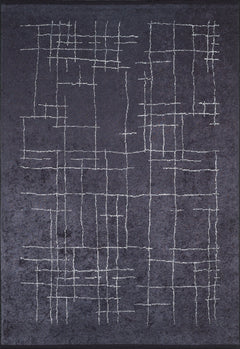 Black Striped Area Rug - Digital Print, Non Slip Carpet for Living Room