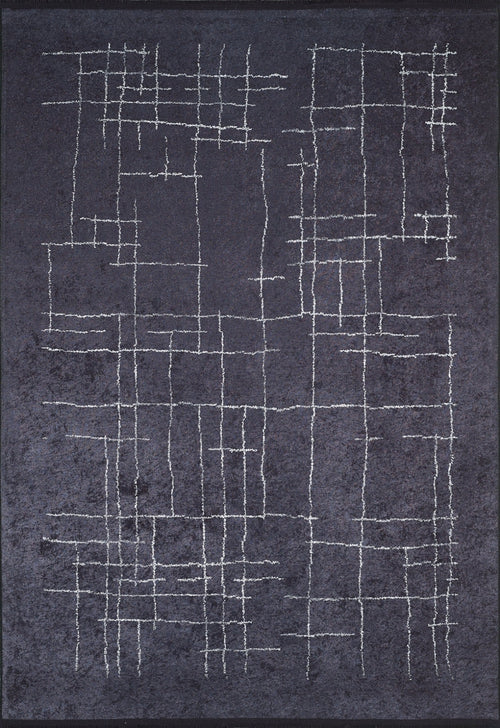 Black Striped Area Rug - Digital Print, Non Slip Carpet for Living Room