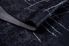 Black Striped Area Rug - Digital Print, Non Slip Carpet for Living Room