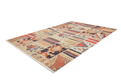 Orange Patchwork Rug - Digital Print Area Rug | Non Slip, Antibacterial Carpet