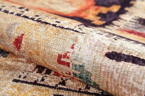 Orange Patchwork Rug - Digital Print Area Rug | Non Slip, Antibacterial Carpet