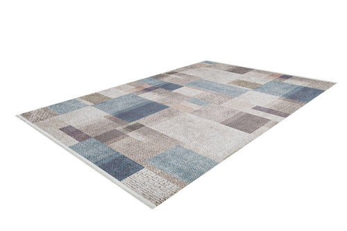 Cream Geometric Area Rug – Digital Print Non Slip Antibacterial Carpet