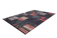 Bierun Black Patchwork Digital Print Area Rug