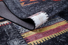 Bierun Black Patchwork Digital Print Area Rug