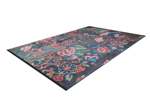 Black Patchwork Rug - Modern Digital Print Non Slip Washable Area Carpet