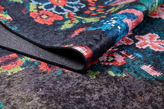 Black Patchwork Rug - Modern Digital Print Non Slip Washable Area Carpet