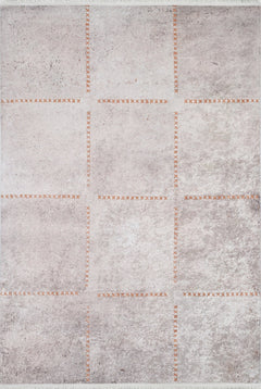 Beige Geometric Area Rug – Digital Print Rug With Non Slip, Antibacterial Design