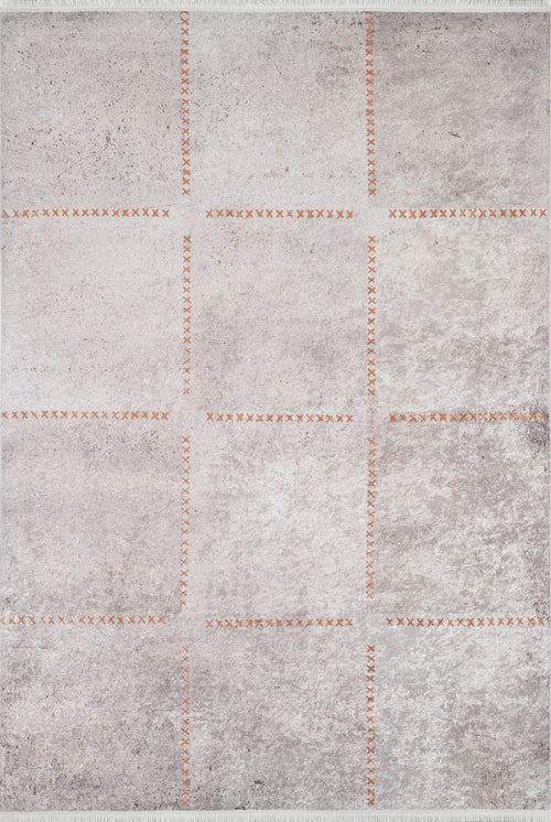 Beige Geometric Area Rug – Digital Print Rug With Non Slip, Antibacterial Design