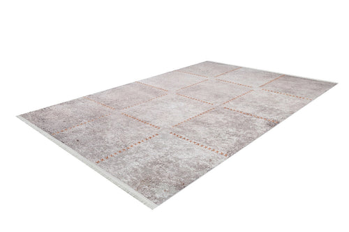 Beige Geometric Area Rug – Digital Print Rug With Non Slip, Antibacterial Design