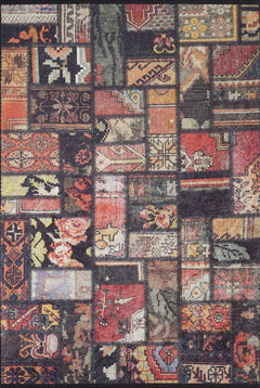 Black Patchwork Rug – Digital Print Area Carpet | Non Slip, Antibacterial