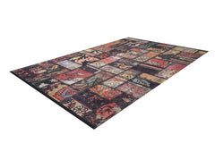 Black Patchwork Rug – Digital Print Area Carpet | Non Slip, Antibacterial