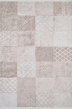 Beige Patchwork Area Rug - Digital Print Rug | Antibacterial, Non Slip Carpet
