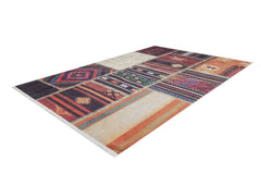 Burgundy Patchwork Rug – Non Slip Area Rug With Antibacterial Digital Print Carpet